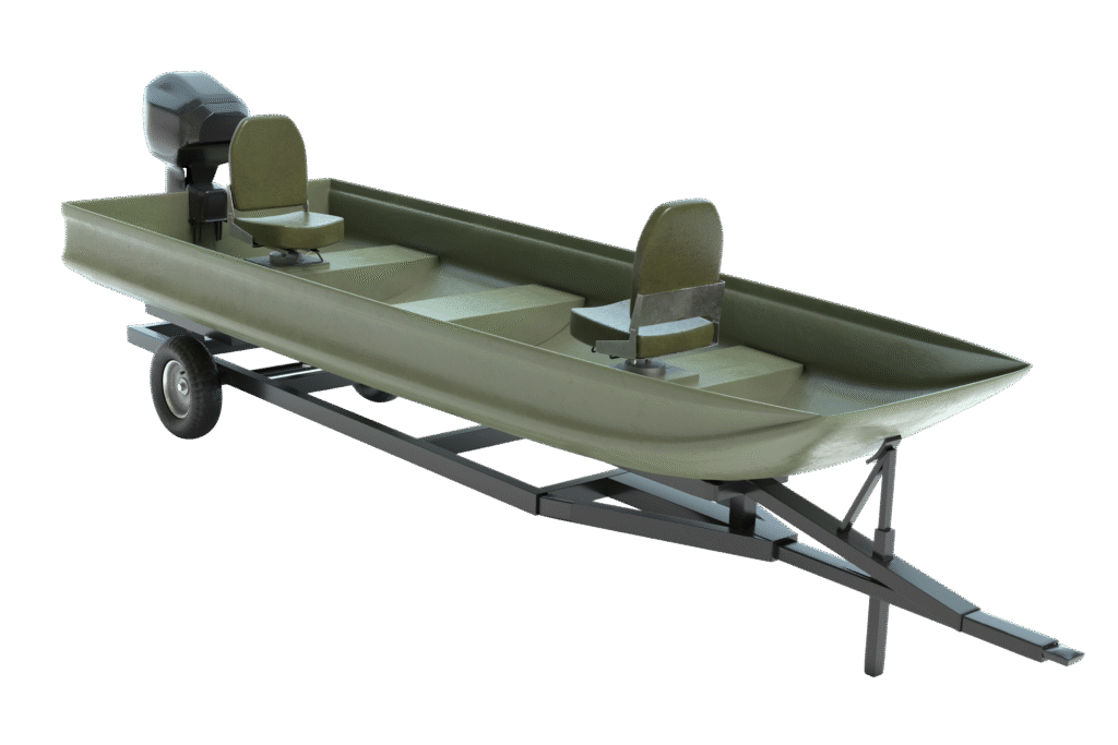 3-D illustration of green jon boat